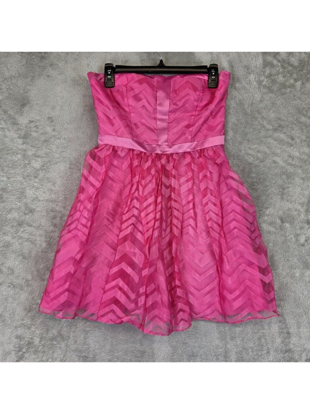 Hailey Logan By Adrianna Papell Dress Womens 7/8 Pink Chevron Fit & Flare Party